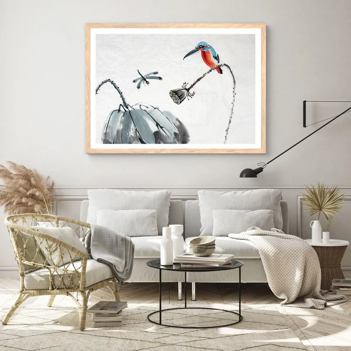 Poster in einem Rahmen aus heller Eiche - Das Leben der Wiese - 70x50 cm