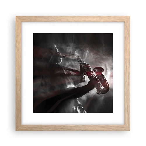 Poster in einem Rahmen aus heller Eiche - In den Dämpfen des Jazz - 30x30 cm