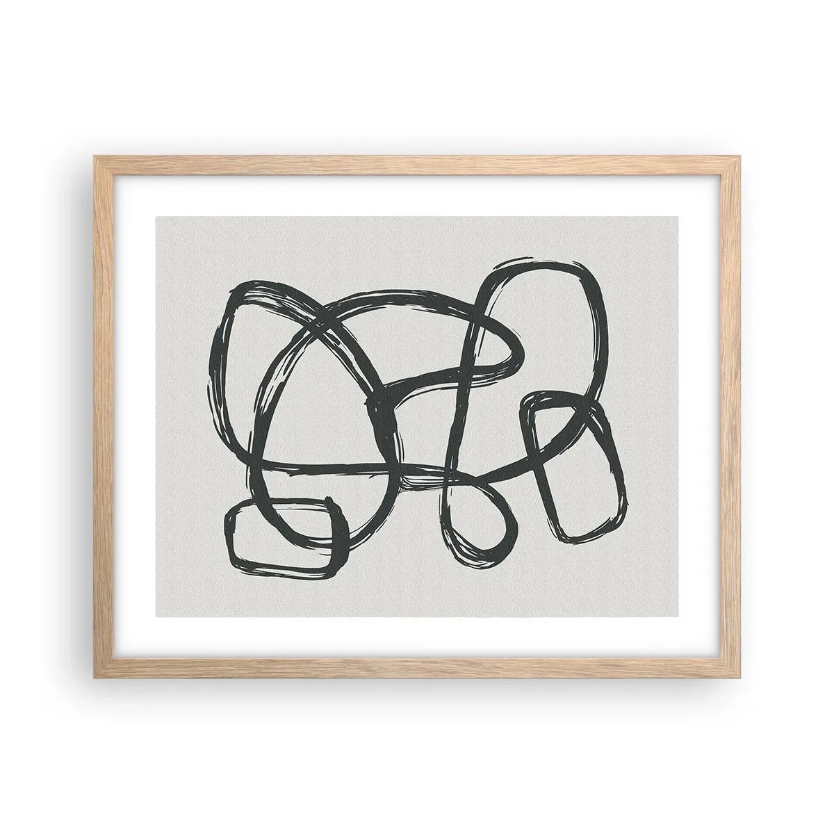 Poster in einem Rahmen aus heller Eiche - Schleifenabstraktion - 50x40 cm