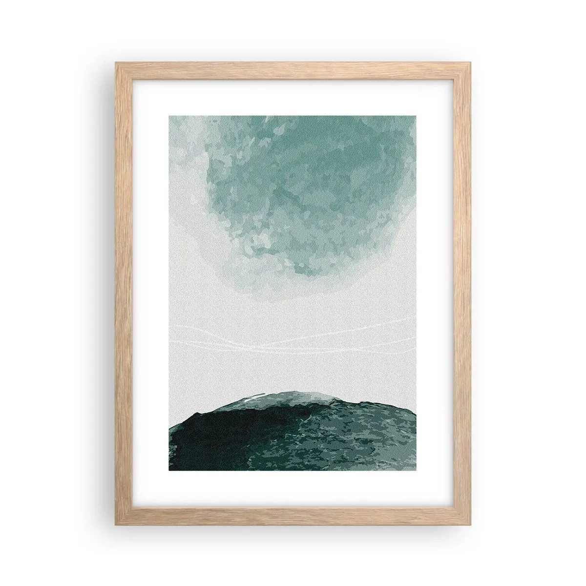 Poster in einem Rahmen aus heller Eiche - Begegnung mit Nebel - 30x40 cm