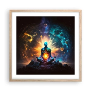 Poster in einem Rahmen aus heller Eiche - Kosmischer Frieden - 50x50 cm