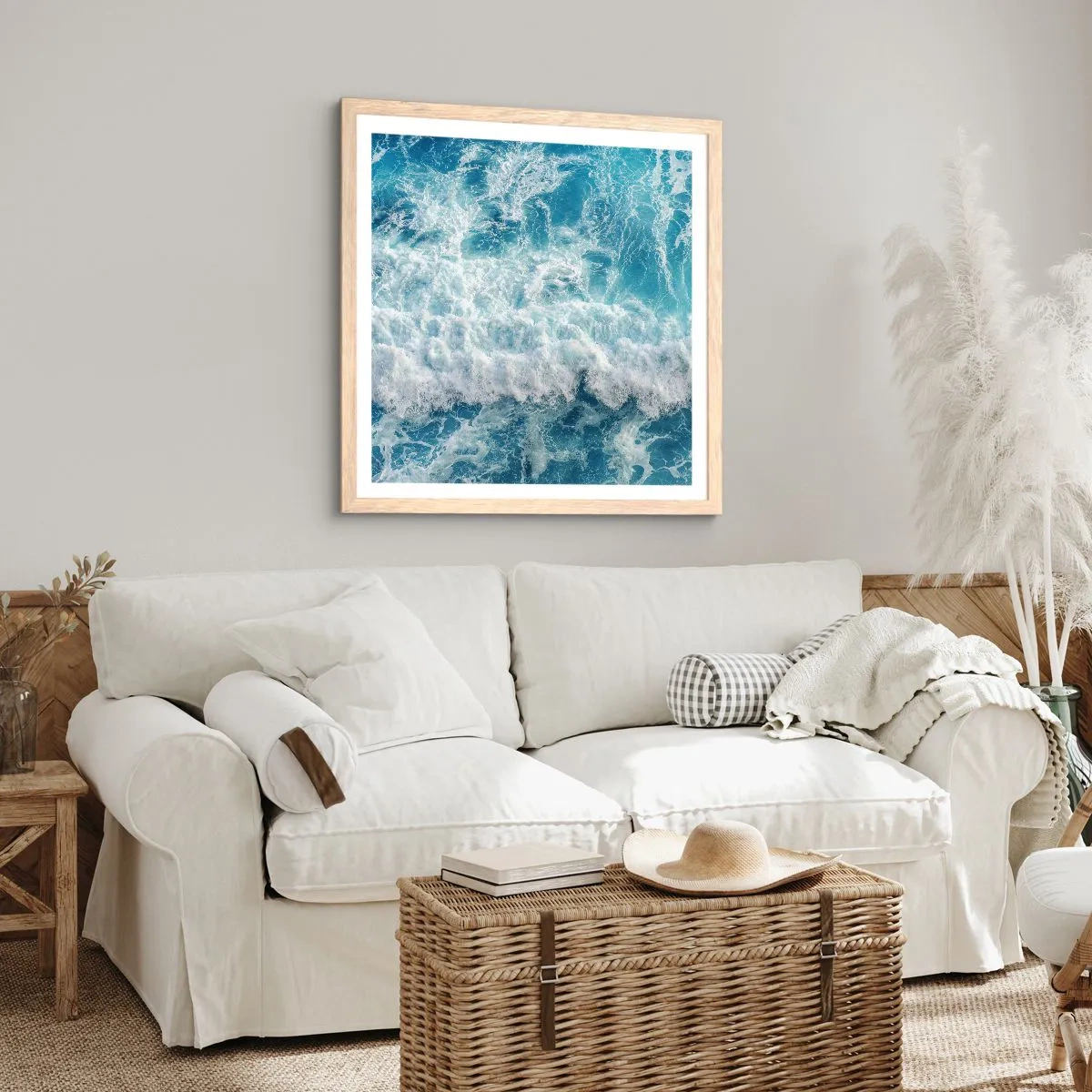 Poster in einem Rahmen aus heller Eiche - Freudig und springend - 40x40 cm