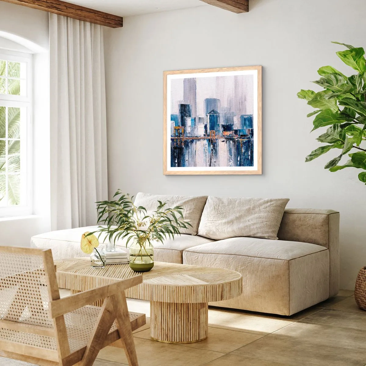 Poster in einem Rahmen aus heller Eiche - New Yorker Eindruck - 30x30 cm