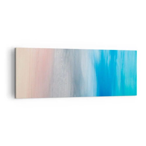 Bild auf Leinwand - Leinwandbild - Abstrakte Pinselstriche in Blau- und Rosatönen - 140x50cm - Elemente: Luft - Moderne Wanddekoration für Wohnzimmer und Schlafzimmer ARTTOR