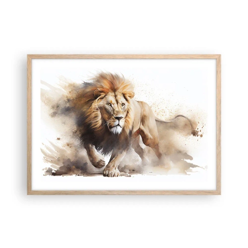 Poster in einem Rahmen aus heller Eiche - Der König zog um - 70x50 cm