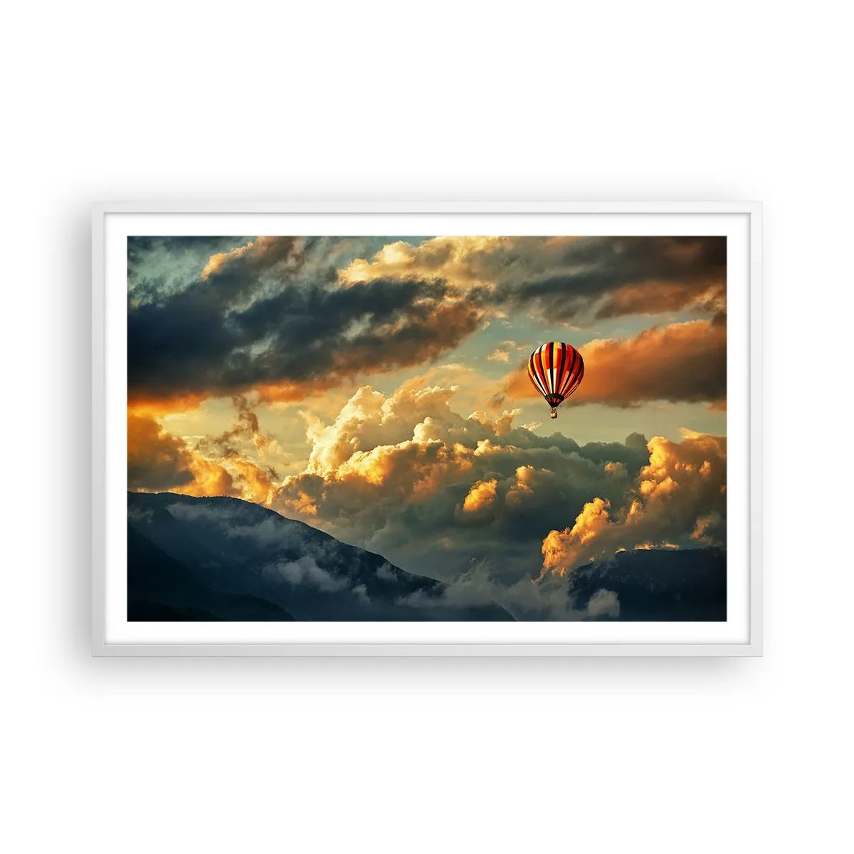 Poster in einem weißen Rahmen - Ich fliege, weil ich es will - 91x61 cm