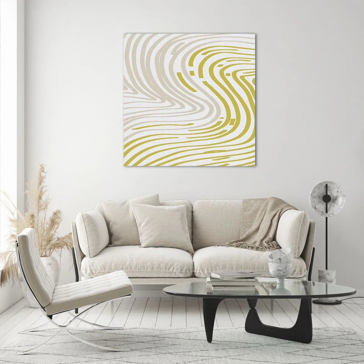 Glasbild - Bild auf glas - Komposition mit sanfter Biegung - 40x40 cm