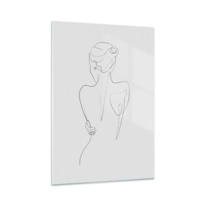 Glasbild - Bild auf glas - Eine zarte einzeilige Skizze einer Frau von hinten. - 50x70cm - Körpermusik - Moderne Wanddekoration für Wohnzimmer und Schlafzimmer ARTTOR