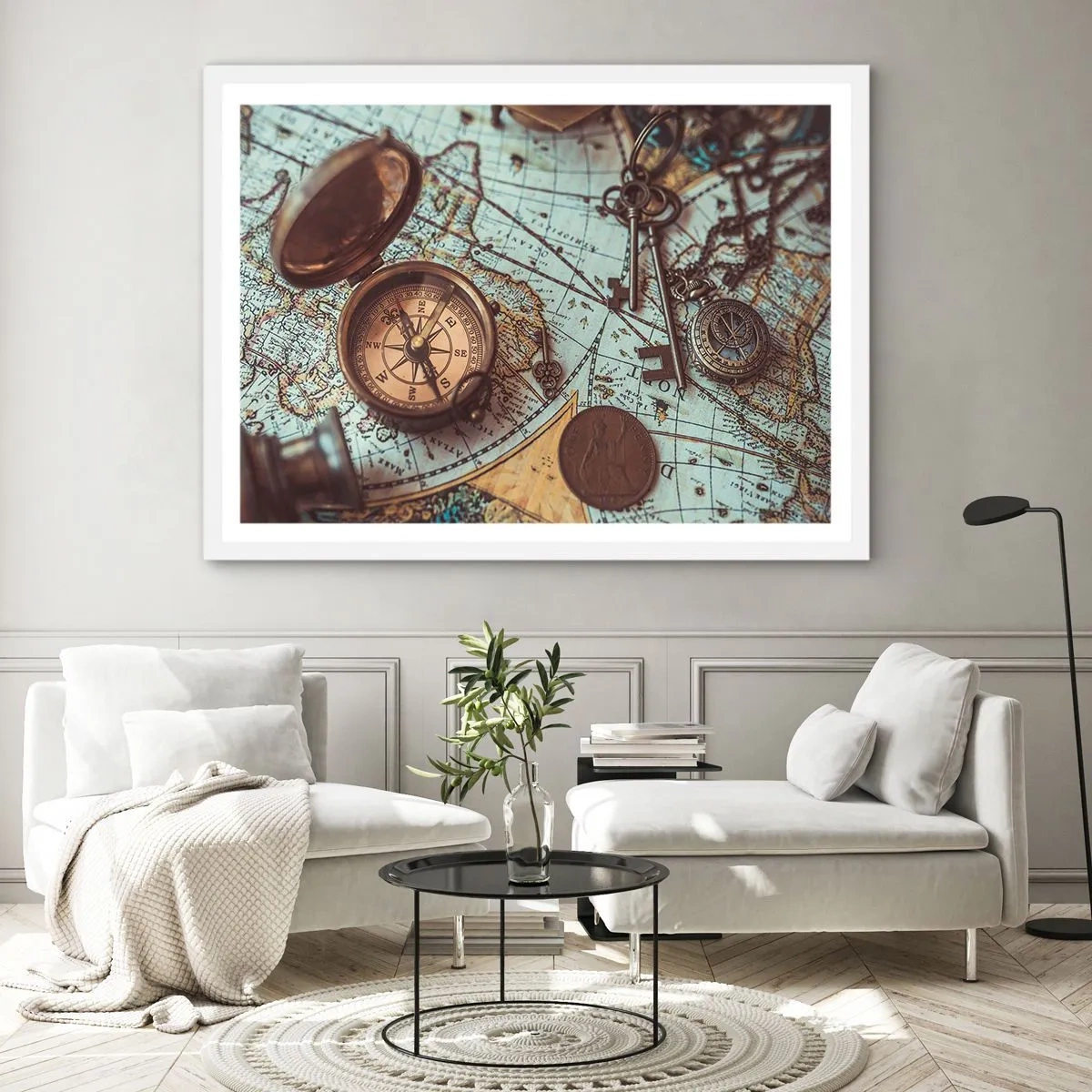 Poster in einem weißen Rahmen - Für den Abenteurer - 91x61 cm