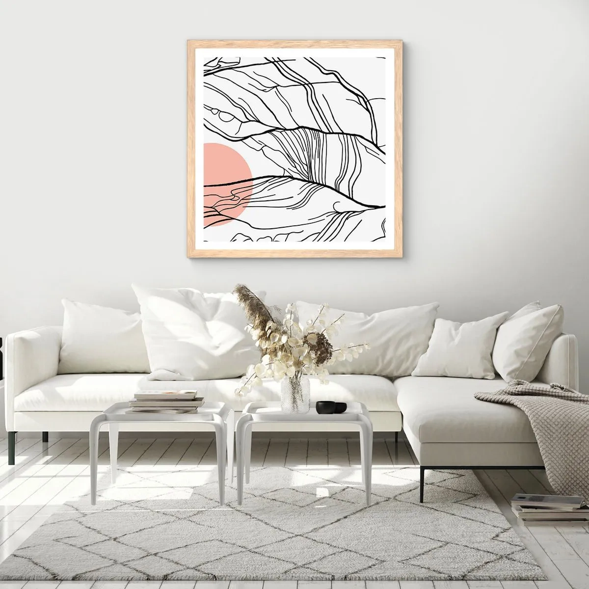 Poster in einem Rahmen aus heller Eiche - In einem Netz aus Zweigen - 50x50 cm