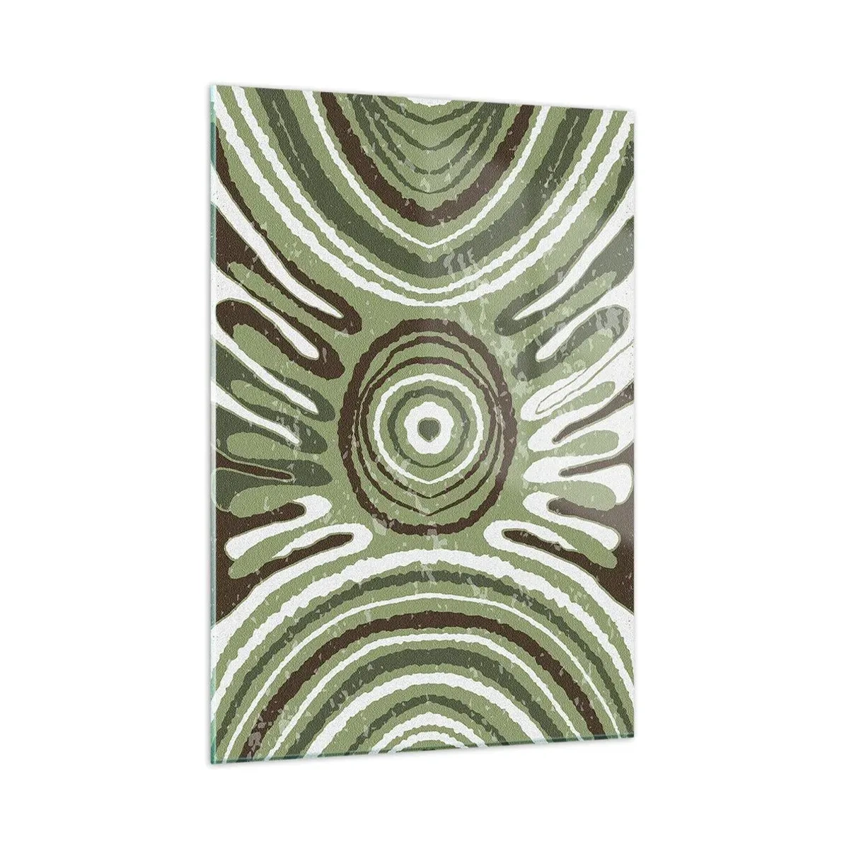 Glasbild - Bild auf glas - Grüne konzentrische Kreise und abstrakte Linien - 50x70cm - Explosion von Emotionen - Moderne Wanddekoration für Wohnzimmer und Schlafzimmer ARTTOR