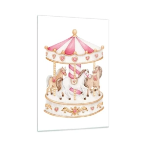Glasbild - Bild auf glas - Buntes Vintage-Karussell mit Pferden - 70x100cm - Süße Welt der Kindheit - Moderne Wanddekoration für Wohnzimmer und Schlafzimmer ARTTOR