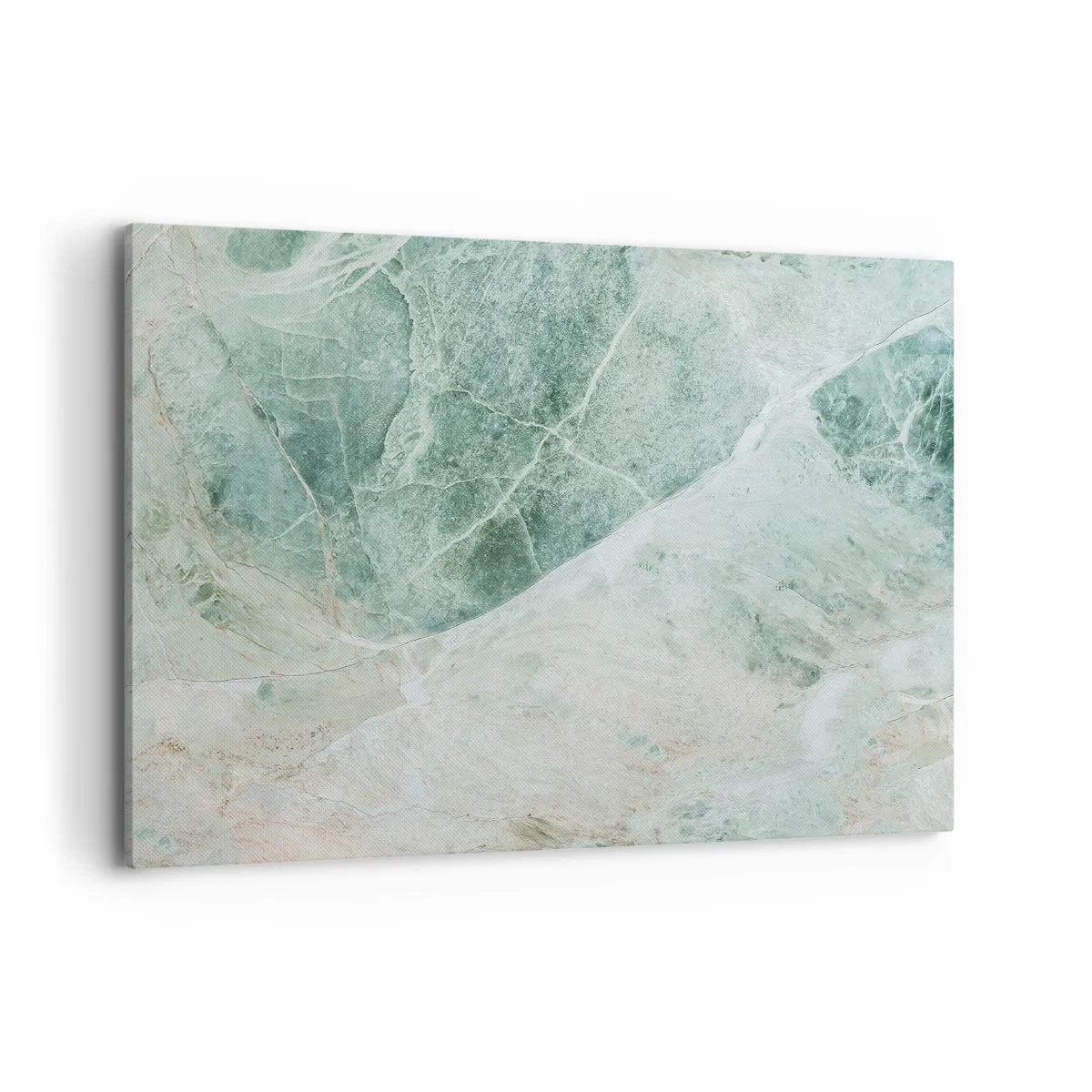 Bild auf Leinwand - Leinwandbild - Grüner Marmor mit zarten weißen Adern - 100x70cm - Edle Kälte des Steins - Moderne Wanddekoration für Wohnzimmer und Schlafzimmer ARTTOR