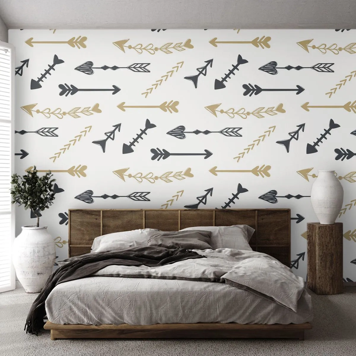 Fototapete Premium Sand - Der Traum des Bogenschützen - Abstraktion, Pfeil, Boho - 250x175 cm