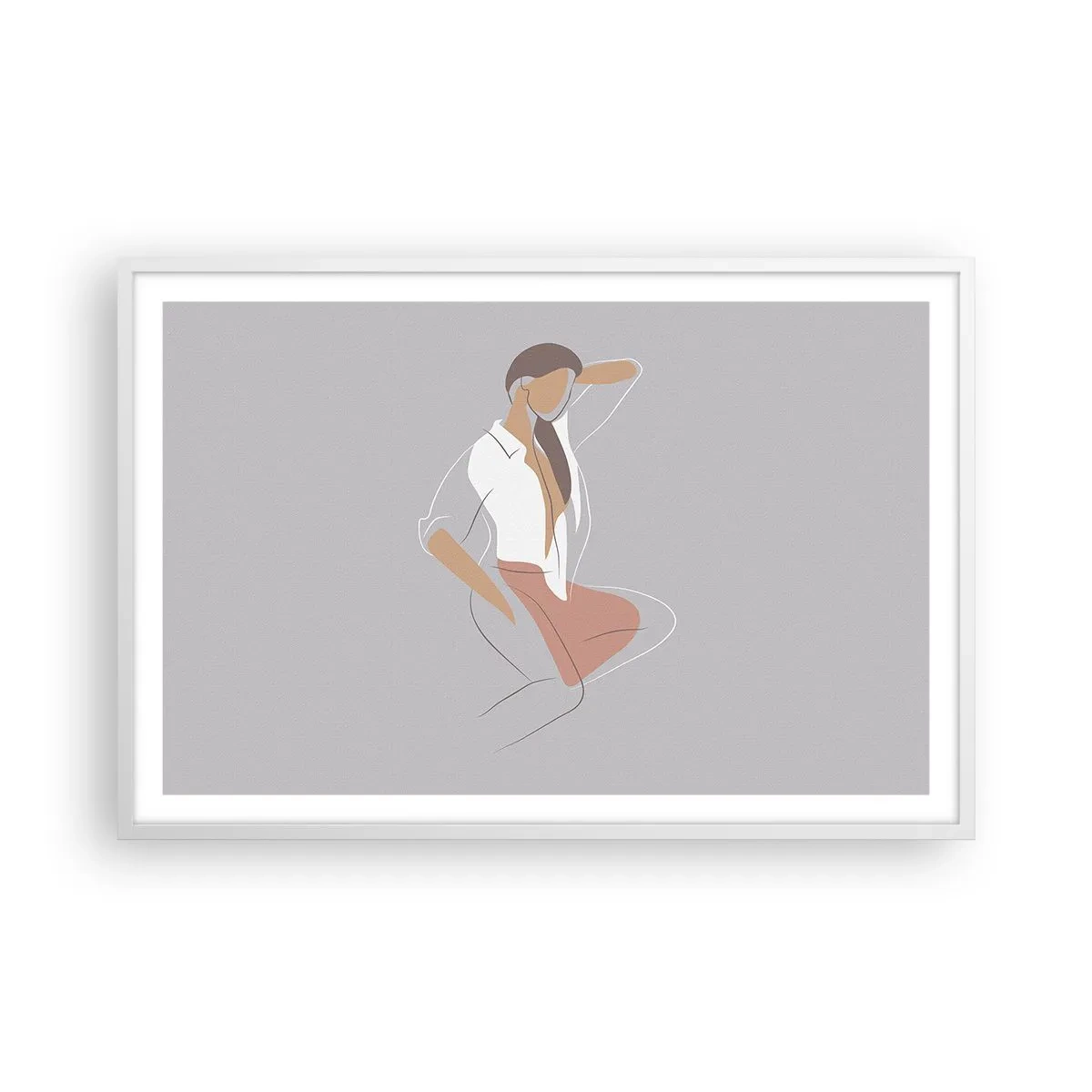 Poster in einem weißen Rahmen - Umriss der Anmut - 91x61 cm