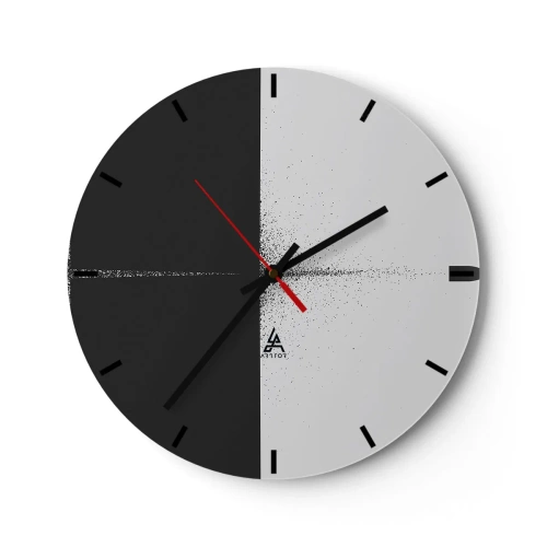 Wanduhr - Glasuhr - Minimalistische Abstraktion in Schwarzweiß - 30x30cm - Direkt zum Ziel - Moderne Wanddekoration für Wohnzimmer, Küche und Schlafzimmer ARTTOR