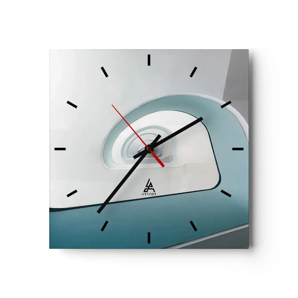 Wanduhr - Glasuhr - Minimalistische Architektur mit abgerundeten Linien - 30x30cm - Bis zum Ende des Blaus - Moderne Wanddekoration für Wohnzimmer und Schlafzimmer ARTTOR