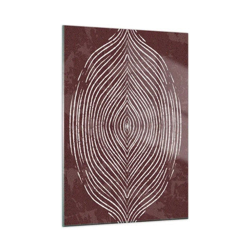 Glasbild - Bild auf glas - Symmetrische Linien in Form eines Auges auf burgunderfarbenem Hintergrund - 50x70cm - Der Raum spricht - Moderne Wanddekoration für Wohnzimmer und Schlafzimmer ARTTOR