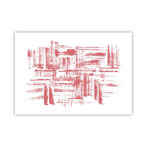 Poster - Abstrakte rosa Texturen auf weißem Hintergrund - 100x70cm - Die rote Stadt - Moderne Wanddekoration für Wohnzimmer und Schlafzimmer ARTTOR
