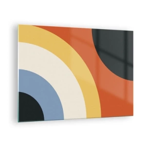 Glasbild - Bild auf glas - Abstrakte bunte Bögen auf einem Glashintergrund - 70x50cm - Zu mir selbst - Moderne Wanddekoration für Wohnzimmer und Schlafzimmer ARTTOR