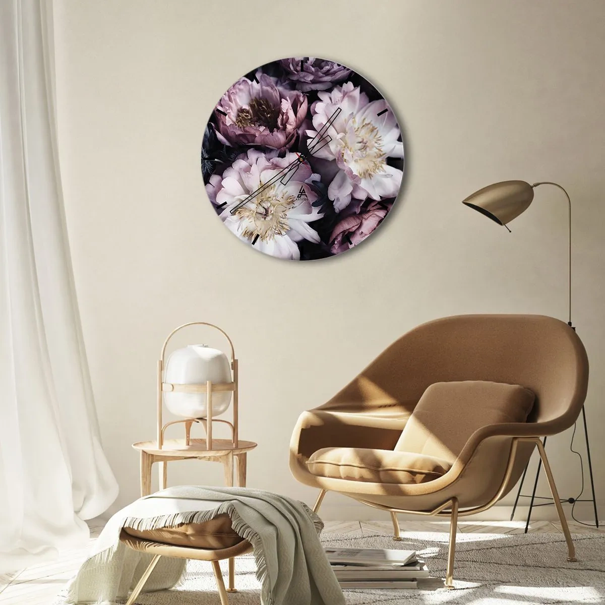 Wanduhr - Glasuhr - Blumenstrauß im alten Stil - 30x30 cm