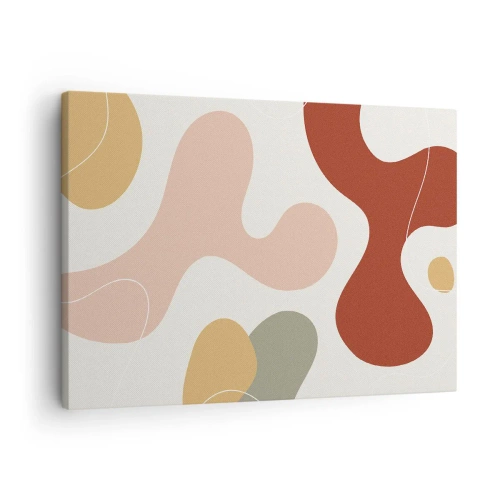 Bild auf Leinwand - Leinwandbild - Eine abstrakte Komposition in Pastelltönen mit dynamischen Formen. - 70x50cm - Kringel oder Schnörkel? - Moderne Wanddekoration für Wohnzimmer und Schlafzimmer ARTTOR