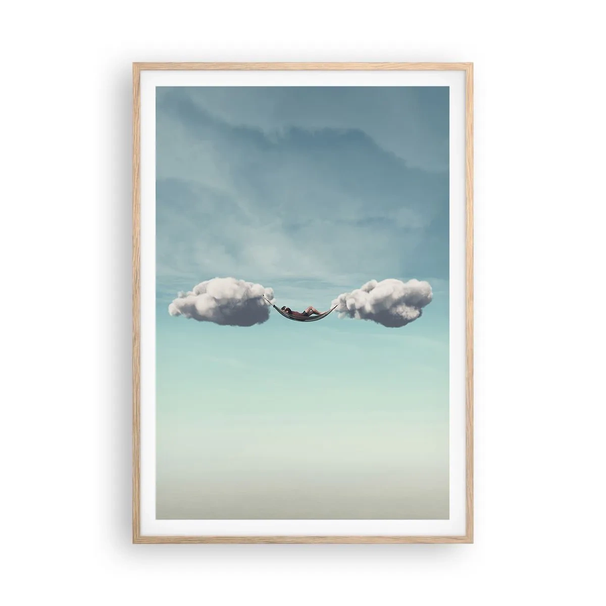 Poster in einem Rahmen aus heller Eiche - Die Behaglichkeit des Augenblicks - 70x100 cm