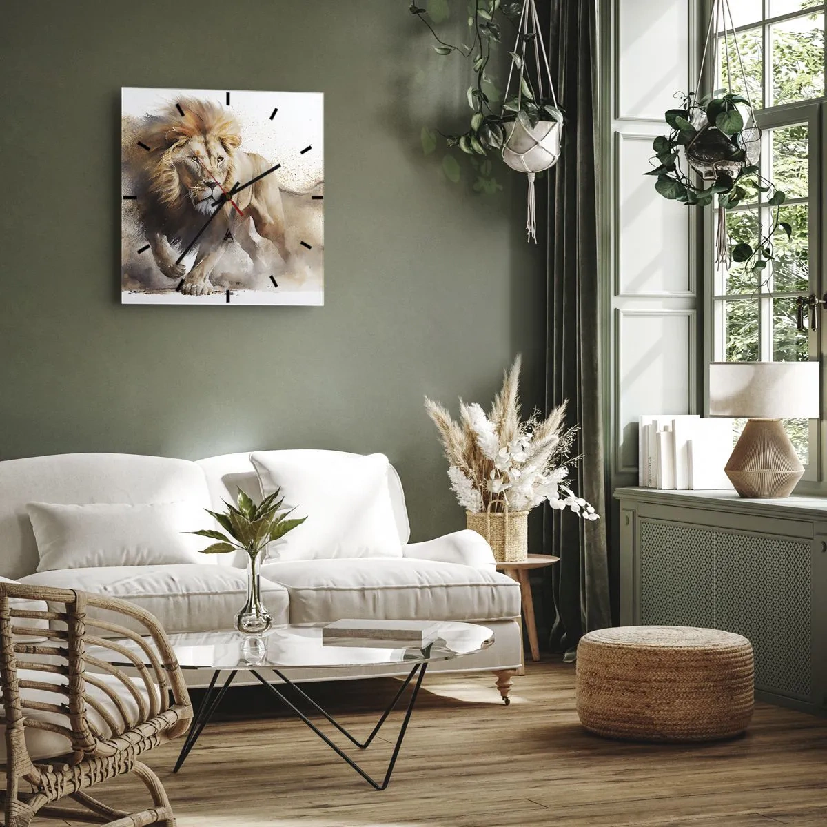 Wanduhr - Glasuhr - Der König zog um - 40x40 cm