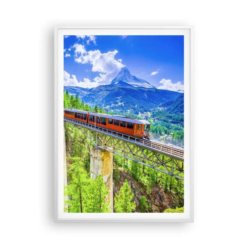 Poster in einem weißen Rahmen - Jetzt sind Alpen dran - 70x100 cm