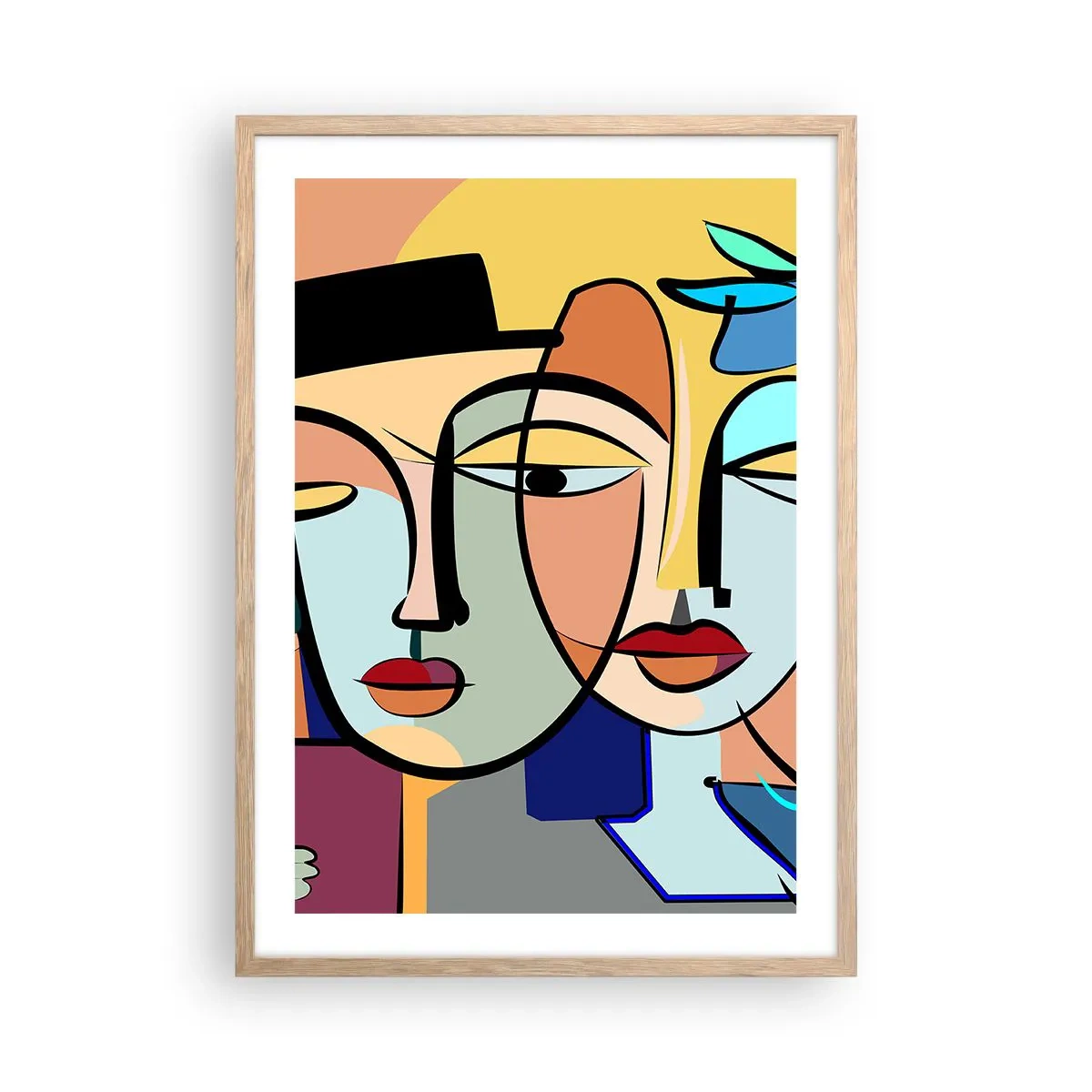 Poster in einem Rahmen aus heller Eiche - Picassos randez vous - 50x70 cm