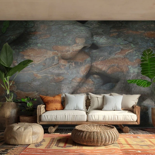 Fototapete Premium Sand - In die Textur des Steins eingebettete Gesichter, die einen Kuss erzeugen - 100x70cm - Für immer zusammen - Moderne Wanddekoration für Wohnzimmer und Schlafzimmer ARTTOR