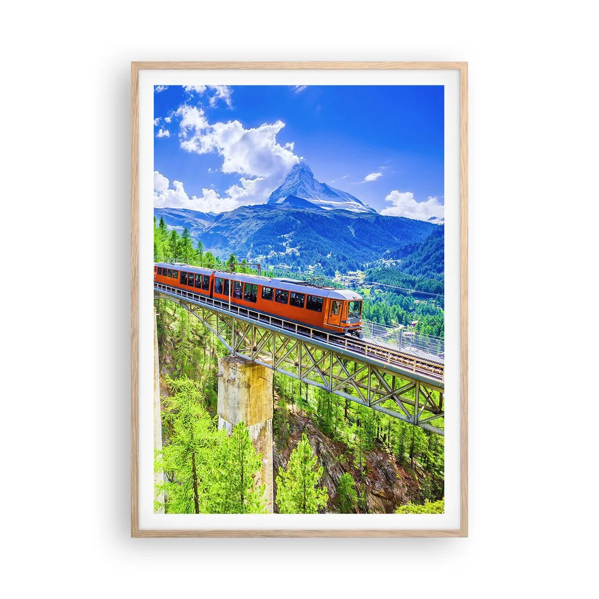 Poster in einem Rahmen aus heller Eiche - Jetzt sind Alpen dran - 70x100 cm