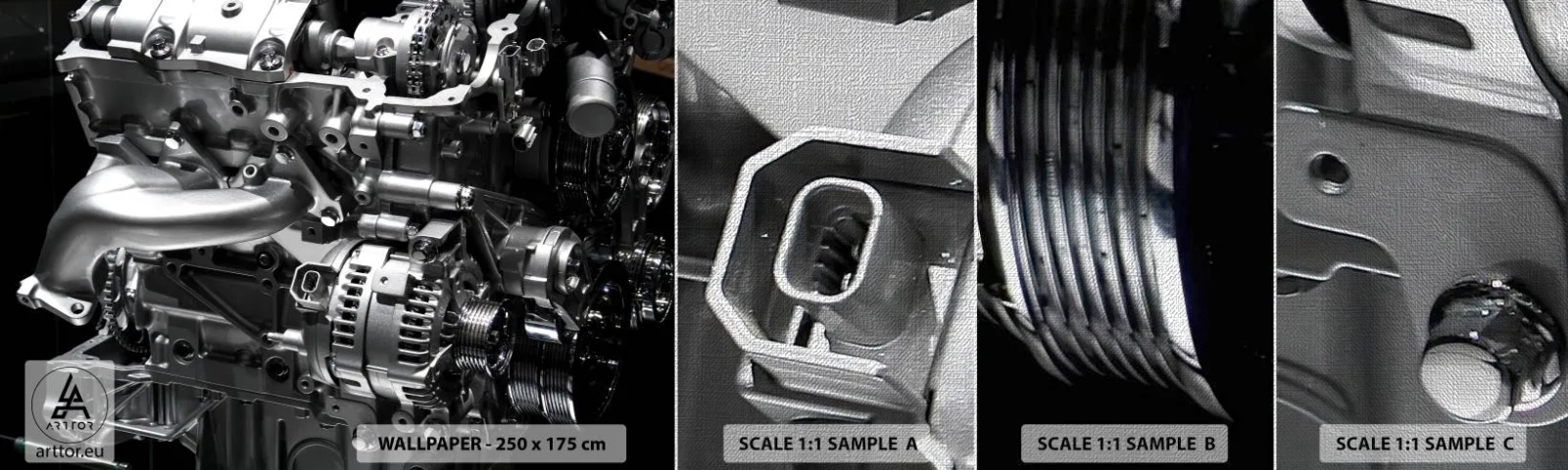 Fototapeten Muster Premium Canvas - Stahl, schön, stark - Automobil, Auto Motor, 3D - 100x30 cm