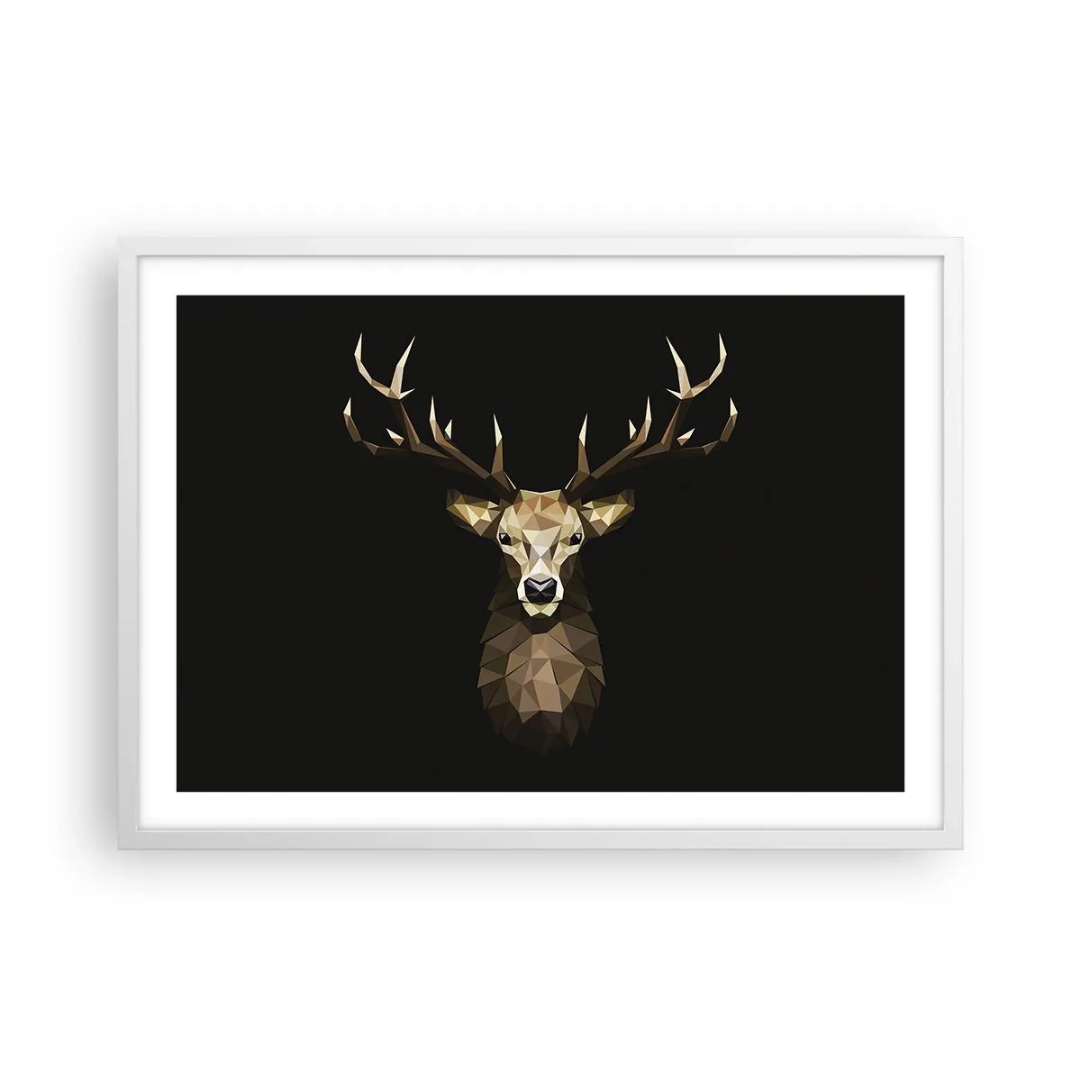 Poster in einem weißen Rahmen - Kubistischer Hirsch - 70x50 cm