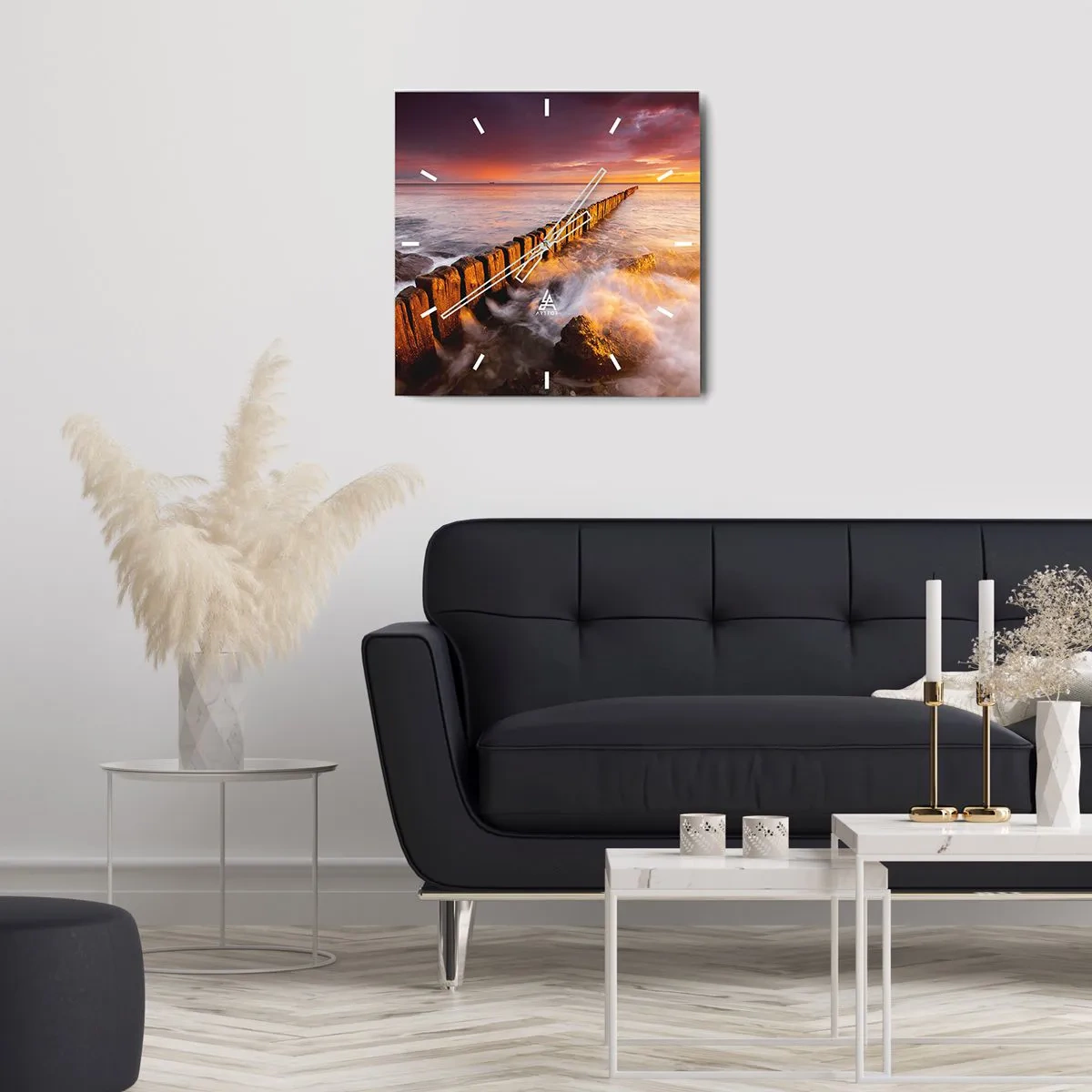 Wanduhr - Glasuhr - Die Sanftheit der Wellen - 40x40 cm