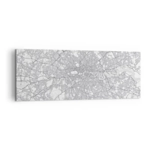 Bild auf Leinwand - Leinwandbild - Ein minimalistischer Stadtplan in Grautönen - 140x50cm - Karte des Labyrinths von London - Moderne Wanddekoration für Wohnzimmer und Schlafzimmer ARTTOR