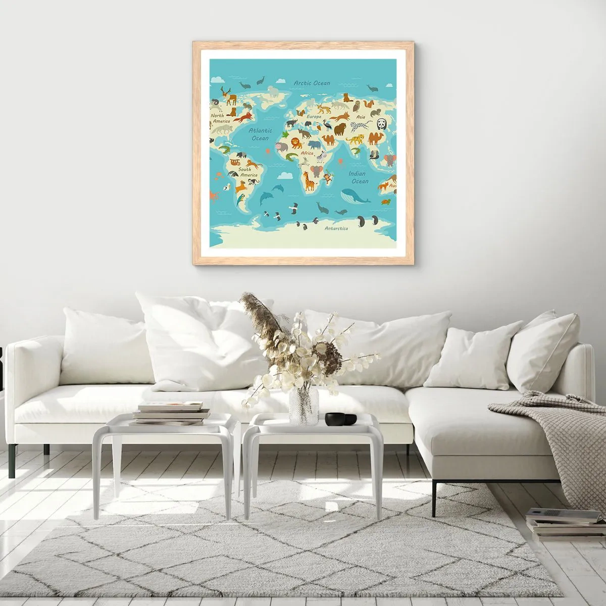 Poster in einem Rahmen aus heller Eiche - Gute Nachbarn - 50x50 cm