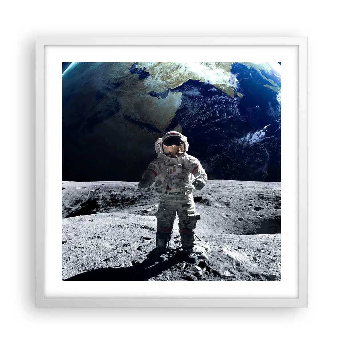 Poster in einem weißen Rahmen - Grüße vom Mond - 50x50 cm