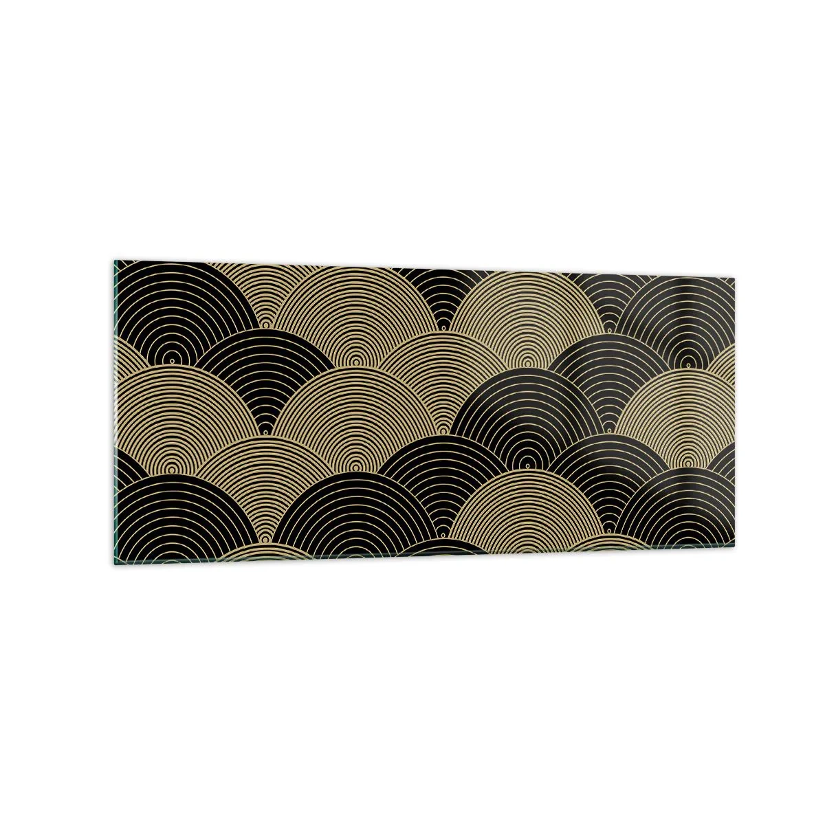 Glasbild - Bild auf glas - Art-Deco-Muster mit Halbkreisen und goldenen Linien - 120x50cm - Einheit in der Vielfalt - Moderne Wanddekoration für Wohnzimmer und Schlafzimmer ARTTOR