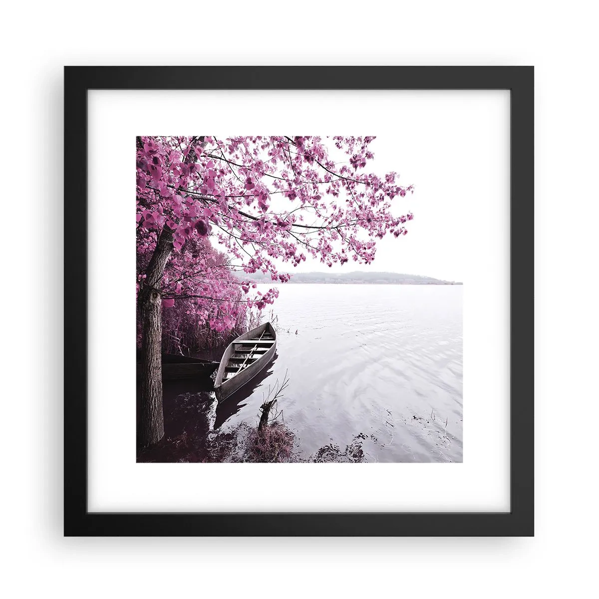 Poster in einem schwarzem Rahmen - In rosa Stille - 30x30 cm