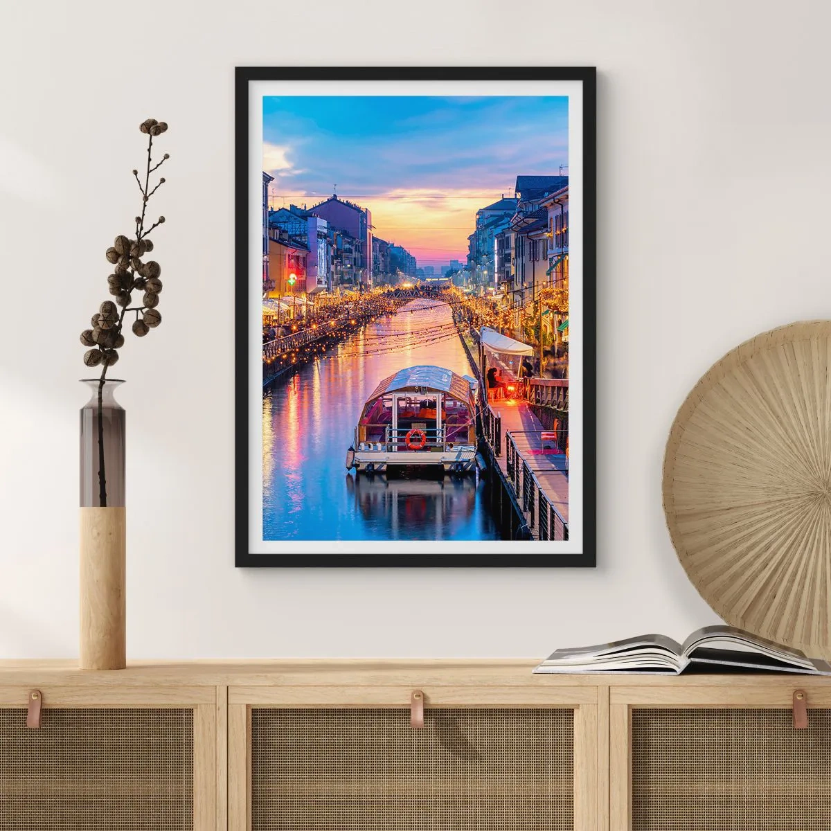 Poster in einem schwarzem Rahmen - Ein Abend voller Licht und Spaß - 30x40 cm