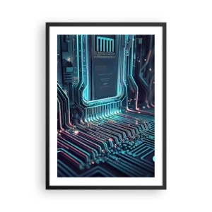 Poster in einem schwarzem Rahmen - Eine futuristische Vision eines integrierten Schaltkreises - 50x70cm - Ich denke nur… - Moderne Wanddekoration für Wohnzimmer und Schlafzimmer ARTTOR