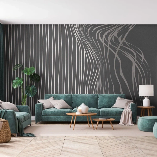 Fototapete Premium Sand - Rhythmus und Akzent - Abstraktion, Stück, Schwarz und weiß - 150x105 cm