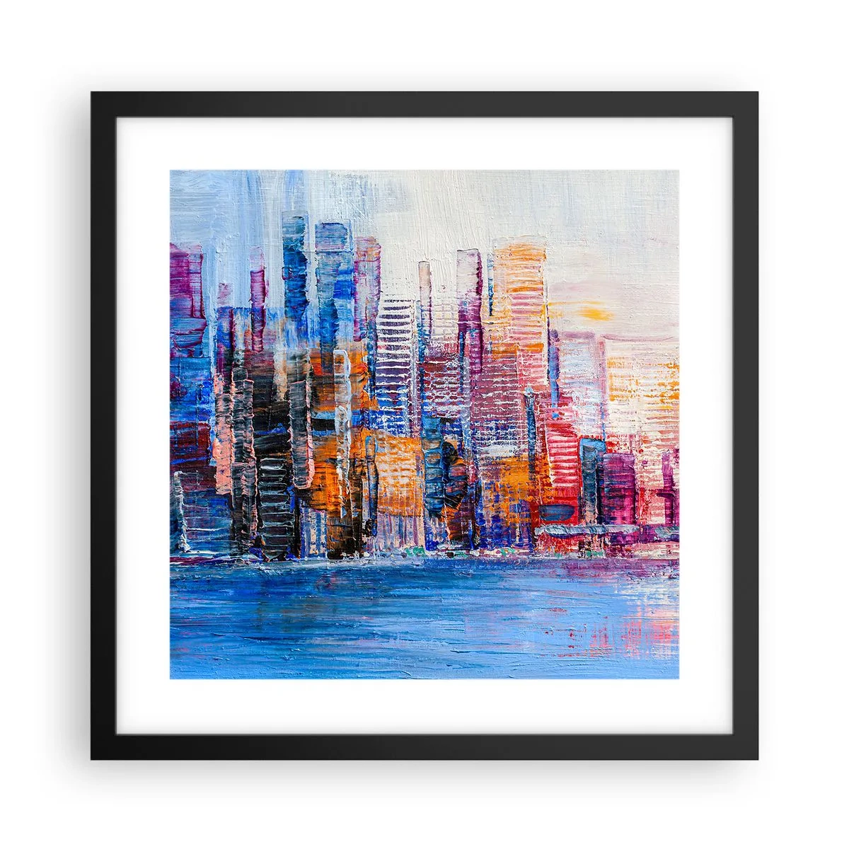 Poster in einem schwarzem Rahmen - Fröhliche Metropole - 40x40 cm