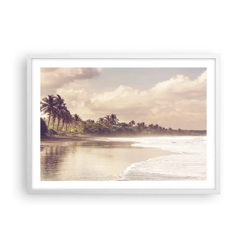 Poster in einem weißen Rahmen - Die Liebkosung der Wellen - 70x50 cm