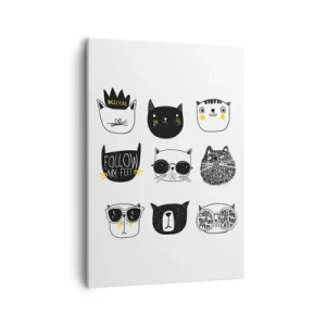 Bild auf Leinwand - Leinwandbild - Stilvolle Katzenillustrationen im minimalistischen Stil - 50x70cm - Jeder andere - Moderne Wanddekoration für Wohnzimmer und Schlafzimmer ARTTOR