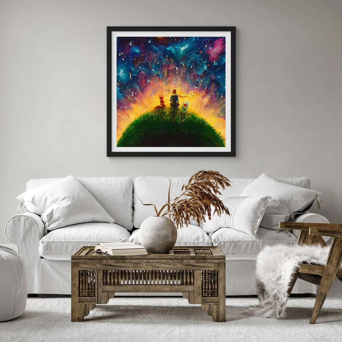 Poster in einem schwarzem Rahmen - Liebe und Freundschaft - die ganze Welt - 30x30 cm