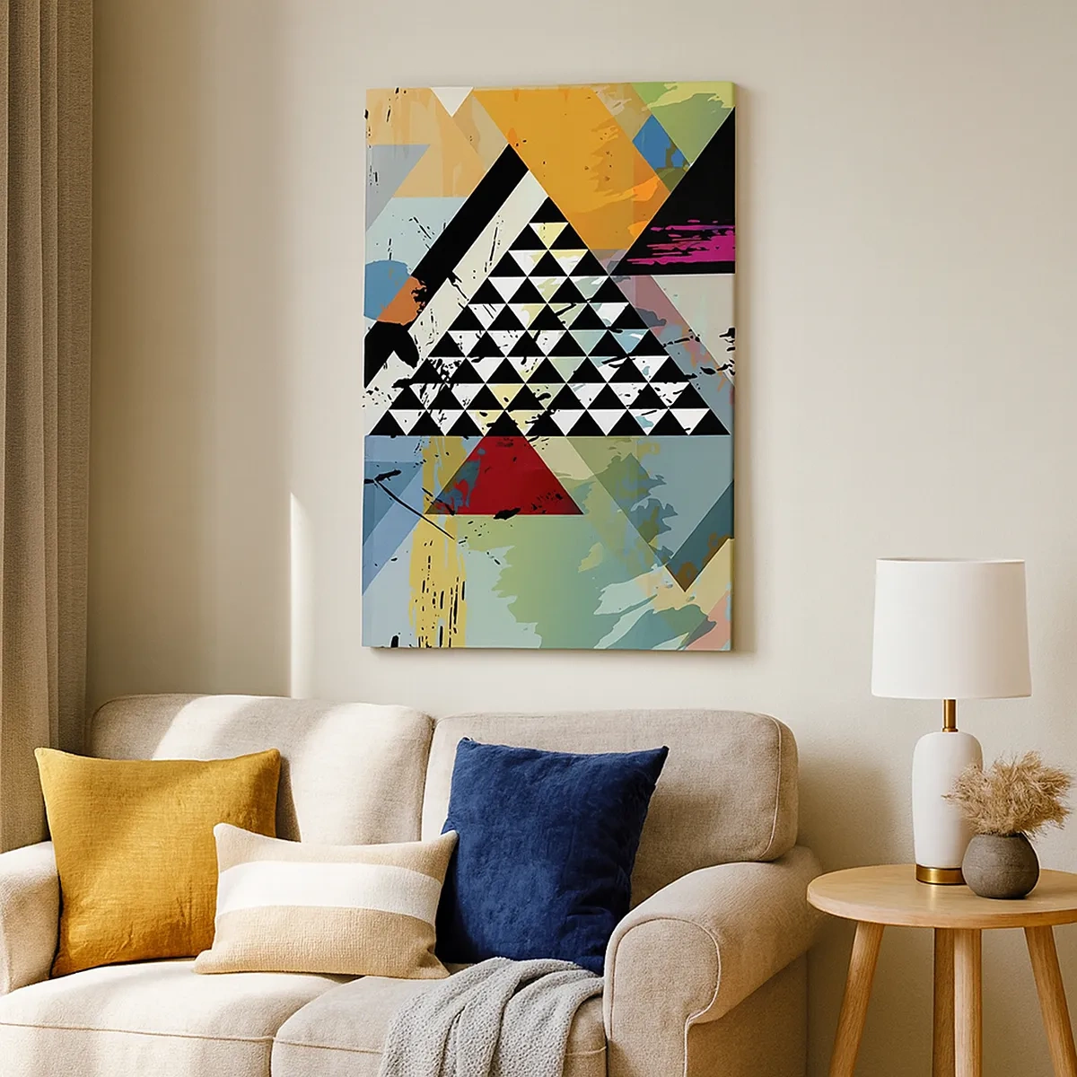 Bild auf Leinwand - Leinwandbild - Eine abstrakte Komposition aus geometrischen Formen und Farben. - 50x70cm - Wie einfach ist es - Moderne Wanddekoration für Wohnzimmer und Schlafzimmer ARTTOR