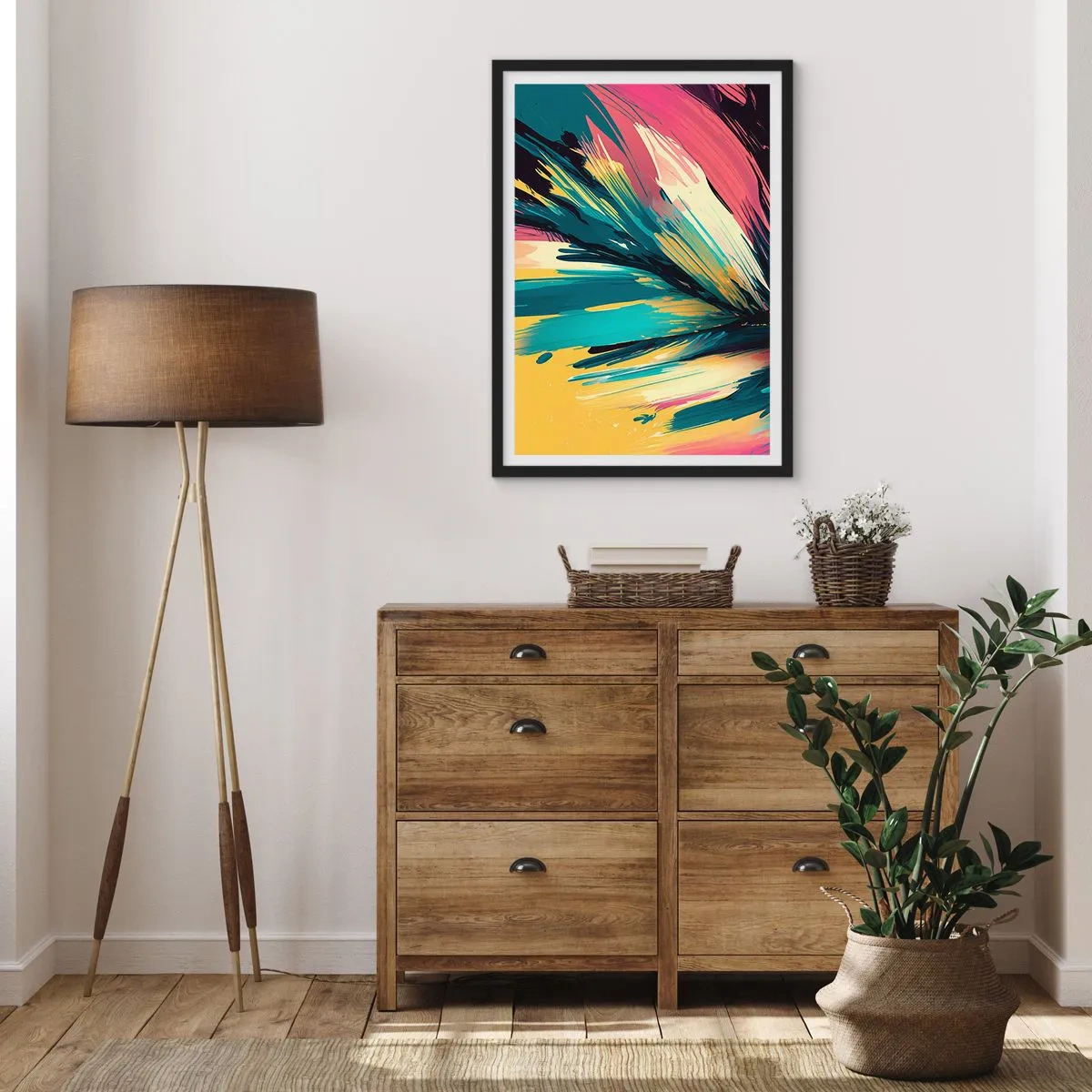 Poster in einem schwarzem Rahmen - Komposition – eine Explosion der Freude - 61x91 cm