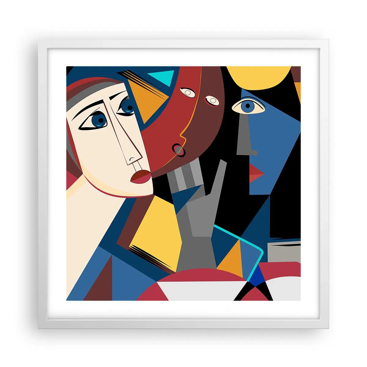 Poster in einem weißen Rahmen - Gespräch zwischen Kubisten - 50x50 cm